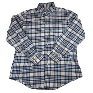Brooks Brothers 1818 Regent Button Shirt Men's Large Blue White Green Plaid GUC